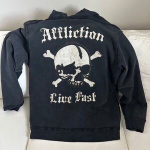 Affliction Live Fast Skull Hoodie 2XL NWT